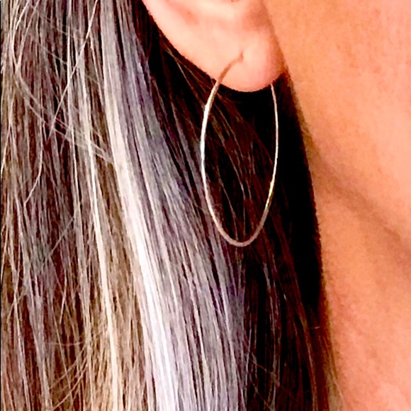 Sterling Silver Artisan Made Hoop Earrings - Picture 6 of 8